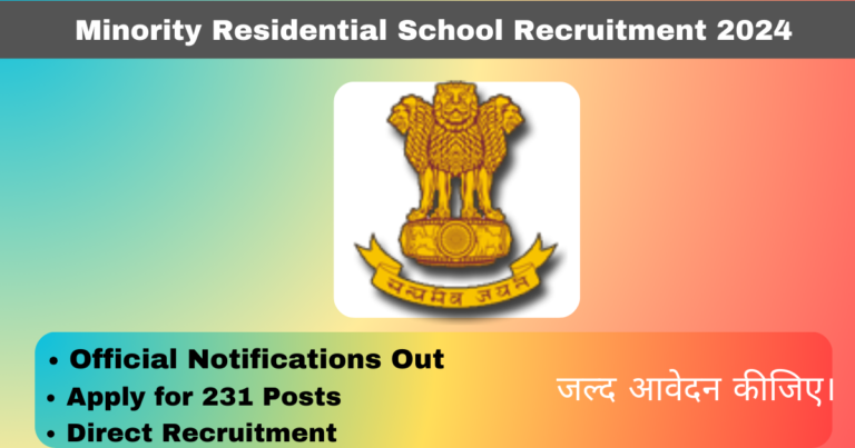 Minority Residential School Recruitment 2024 Apply for 231 Posts