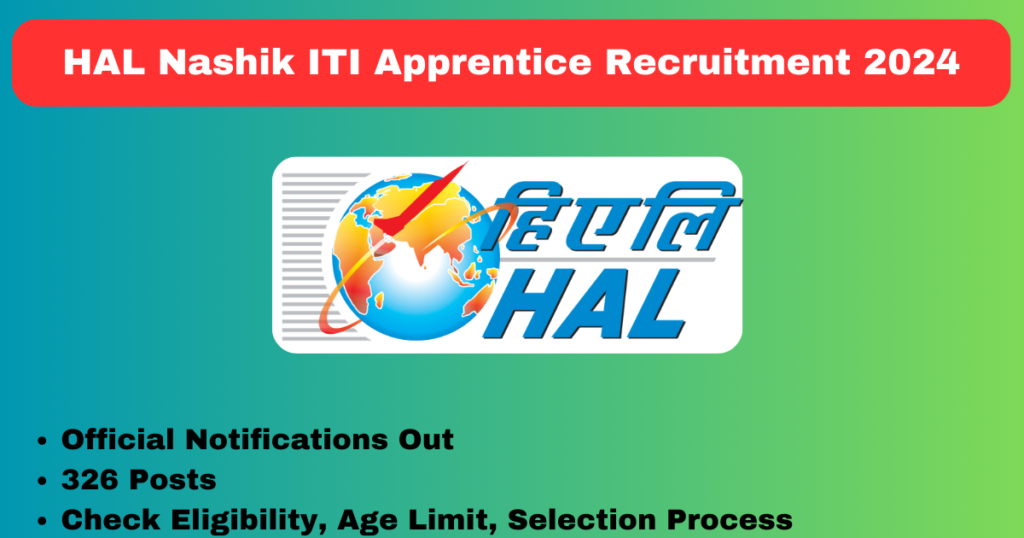 HAL Nashik ITI Apprentice Recruitment 2024 Apply Online 326 Posts Notifications Out