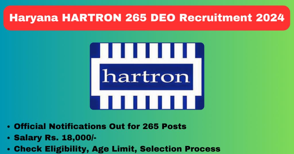 Haryana HARTRON 265 DEO Recruitment 2024 Apply Online