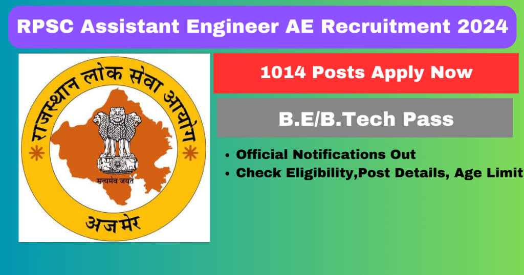 RPSC Assistant Engineer AE Recruitment 2024 1014 Posts Apply Now