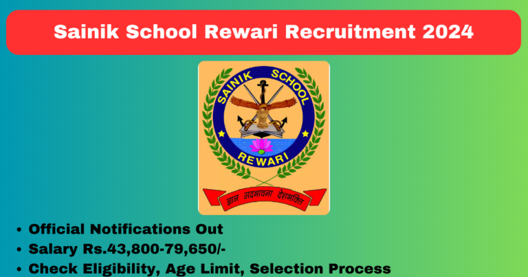 Sainik School Rewari Recruitment 2024 Apply Now