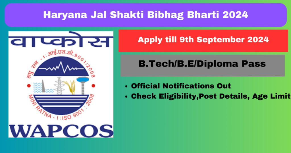 Haryana Jal Shakti Bibhag Bharti 2024 Apply Field Engineer Posts