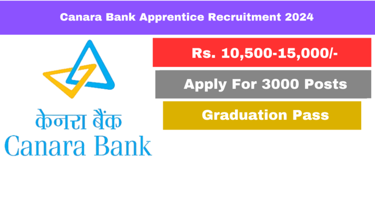 Canara Bank Apprentice Recruitment 2024: 3000 Posts Apply Online