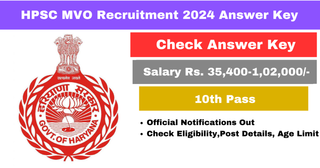 HPSC MVO Recruitment 2024 Answer Key Out