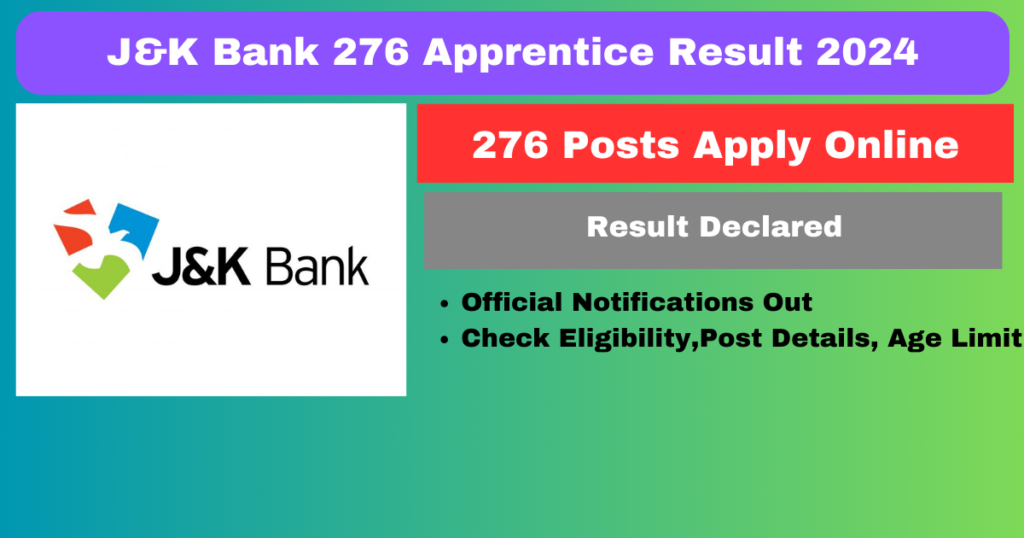 J&K Bank 276 Apprentice Result 2024 Out Check Merit List