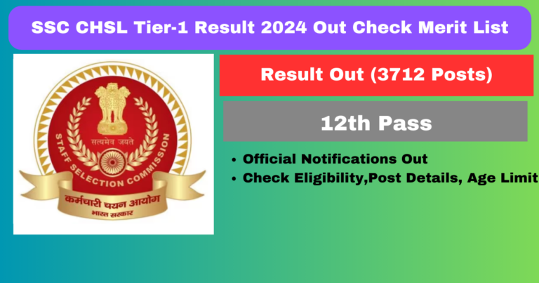 SSC CHSL Tier-1 Result 2024 Out Check Merit List and Cut Off Marks