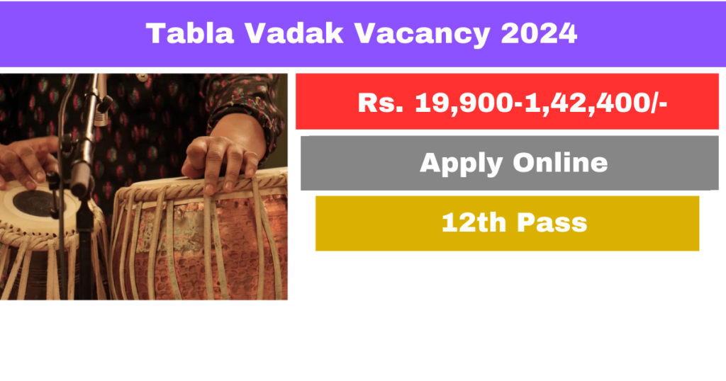 Tabla Vadak Vacancy 2024: संस्कृति विभाग में 12वीं पास तबला वादक भर्ती की अधिसूचना जारी, जल्द यहाँ से आवेदन करें